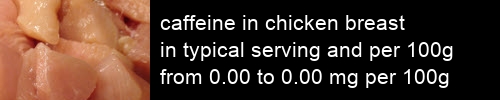 caffeine in chicken breast information and values per serving and 100g
